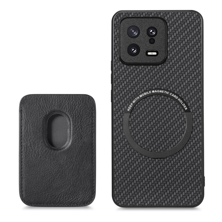 For Xiaomi 13 Carbon Fiber Leather Card Magnetic Phone Case(Black) - Xiaomi Cases by buy2fix | Online Shopping UK | buy2fix