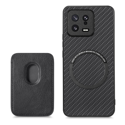 For Xiaomi 13 Carbon Fiber Leather Card Magnetic Phone Case(Black) - Xiaomi Cases by buy2fix | Online Shopping UK | buy2fix