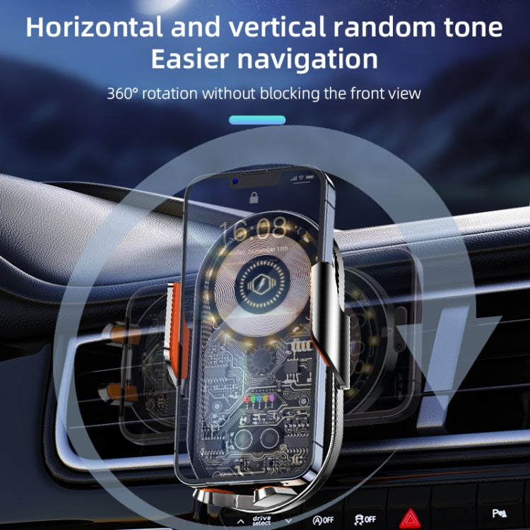 C12 Wireless Fast Charging Car Bracket Interior Cup Air Outlet Fixing Clip Induction Luminous LOGO by buy2fix