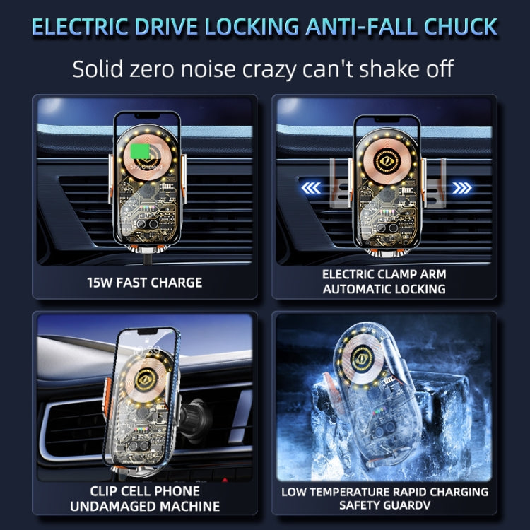 C12 Wireless Fast Charging Car Bracket Interior Cup Air Outlet Fixing Clip Induction Luminous LOGO by buy2fix