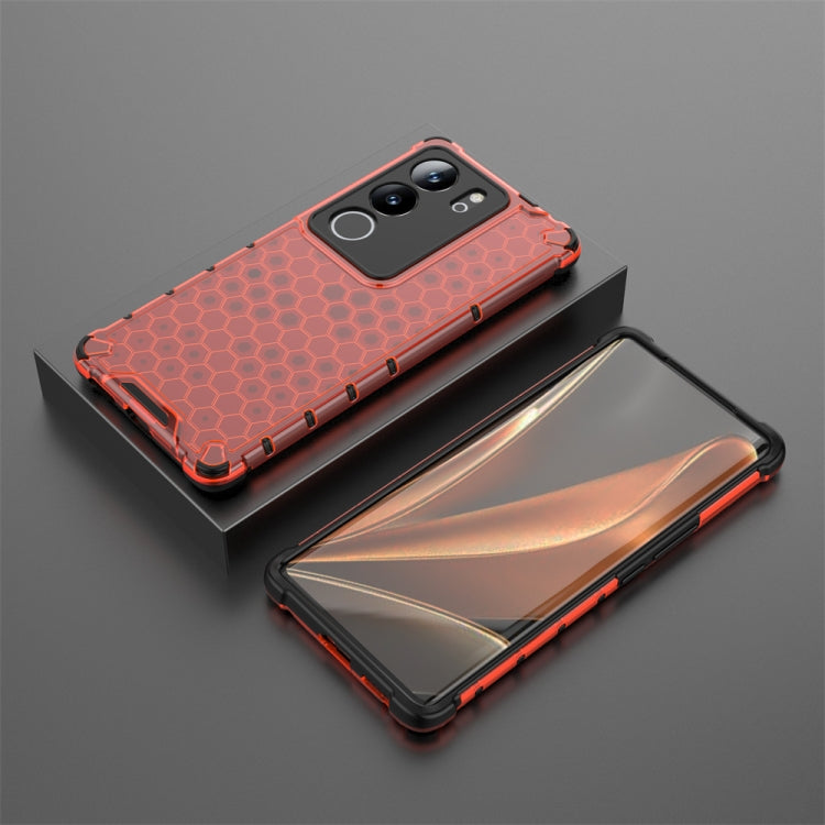 For vivo V29 / V29 Pro Shockproof Honeycomb Phone Case(Red) - vivo Cases by buy2fix | Online Shopping UK | buy2fix