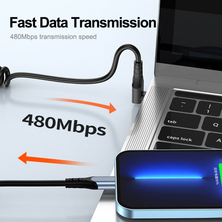 ENKAY PD 27W Type-C to 8 Pin 3A Elbow Expansion Spring Coiled Fast Chrging Data Cable, Length: 1.5m by ENKAY