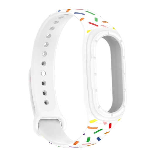 For Xiaomi Mi Band 8 ENKAY Hat-Prince Full Coverage Screen Protector + Adjsutable Silicone Sport Loop Strap Watchband(White) - Watch Bands by ENKAY | Online Shopping UK | buy2fix