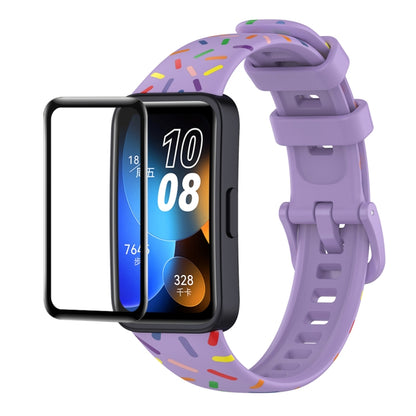 For Huawei Band 8 / 9 ENKAY Hat-Prince Full Coverage Screen Protector + Adjsutable Silicone Sport Loop Strap Watchband(Purple) by ENKAY