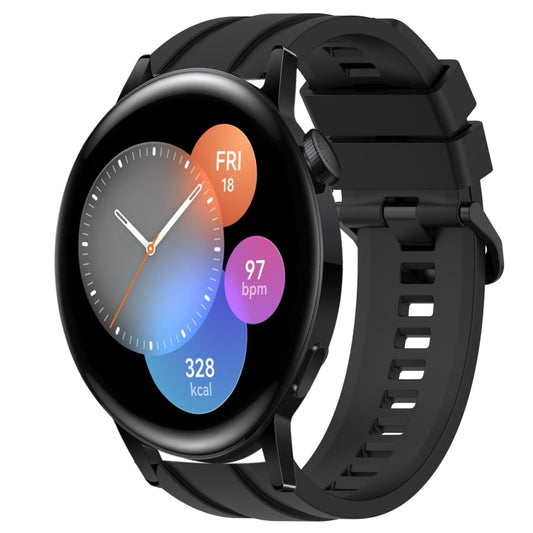 For Honor Watch GS 3 Long & Short Sports Solid Color Silicone Watch Band Set(Black) by buy2fix