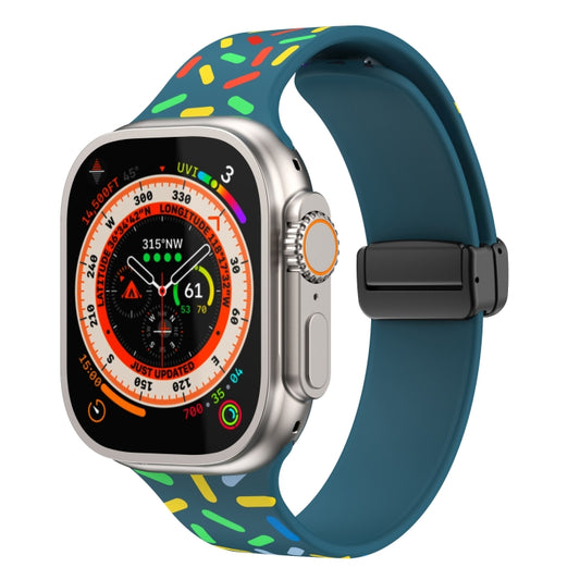 For Apple Watch 4 40mm Rainbow Dots Silicone Magnetic Black Buckle Watch Band(Blue) - Watch Bands by buy2fix | Online Shopping UK | buy2fix
