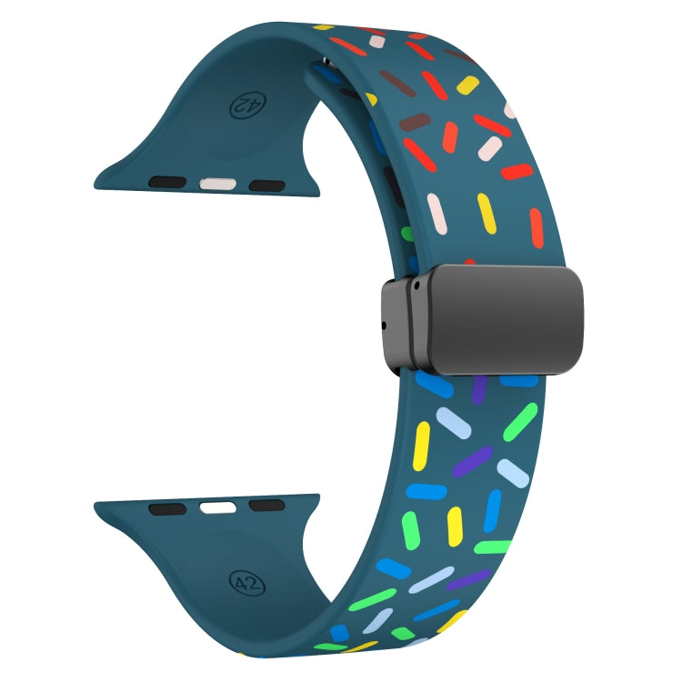 For Apple Watch 4 40mm Rainbow Dots Silicone Magnetic Black Buckle Watch Band(Blue) - Watch Bands by buy2fix | Online Shopping UK | buy2fix