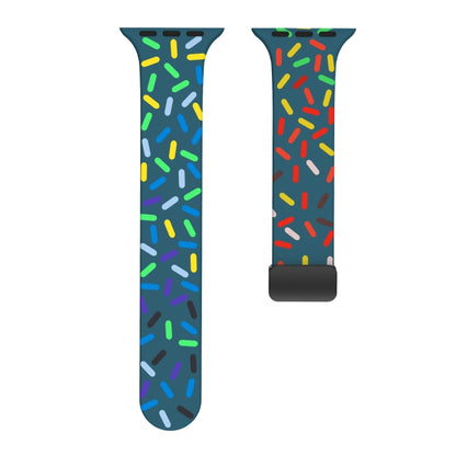 For Apple Watch 4 40mm Rainbow Dots Silicone Magnetic Black Buckle Watch Band(Blue) - Watch Bands by buy2fix | Online Shopping UK | buy2fix