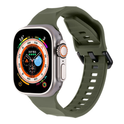 For Apple Watch SE 44mm Ripple Silicone Sports Watch Band(Dark Green) - Watch Bands by buy2fix | Online Shopping UK | buy2fix