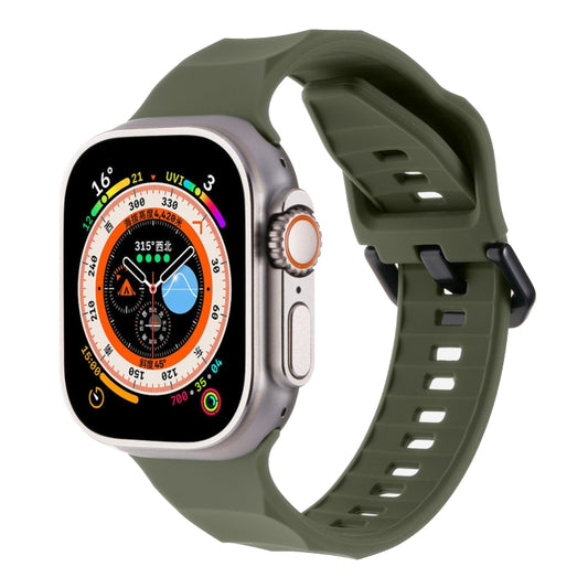 For Apple Watch SE 44mm Ripple Silicone Sports Watch Band(Dark Green) - Watch Bands by buy2fix | Online Shopping UK | buy2fix