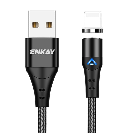 ENKAY 3A USB to 8 Pin Magnetic Fast Charging Data Cable with LED Light, Length:2m(Black) - Charging Cable & Head by ENKAY | Online Shopping UK | buy2fix