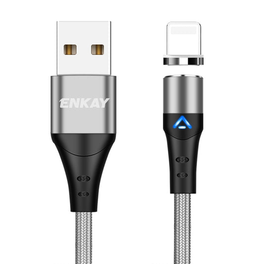 ENKAY 3A USB to 8 Pin Magnetic Fast Charging Data Cable with LED Light, Length:2m(Silver) - Charging Cable & Head by ENKAY | Online Shopping UK | buy2fix