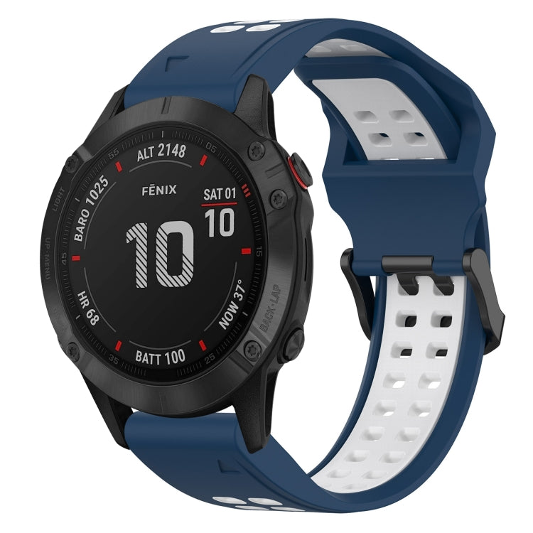 For Garmin Fenix 6 Pro Two Color Reverse Buckle 22mm Silicone Watch Band(Blue+White) - Watch Bands by buy2fix | Online Shopping UK | buy2fix