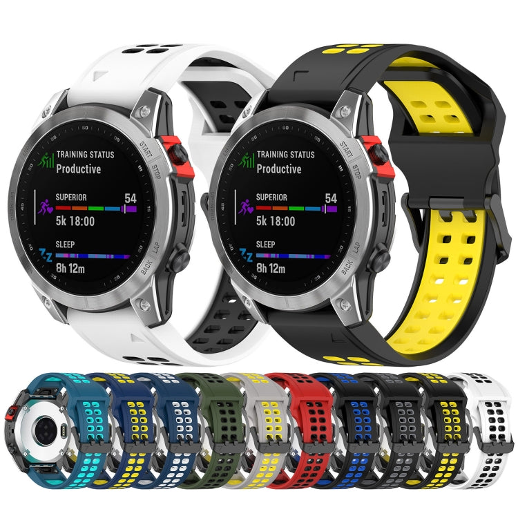 For Garmin Fenix 6 Pro Two Color Reverse Buckle 22mm Silicone Watch Band(Blue+White) - Watch Bands by buy2fix | Online Shopping UK | buy2fix