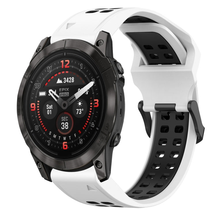 For Garmin Epix Pro 42mm Two Color Reverse Buckle 20mm Silicone Watch Band(White+Black) - Watch Bands by buy2fix | Online Shopping UK | buy2fix