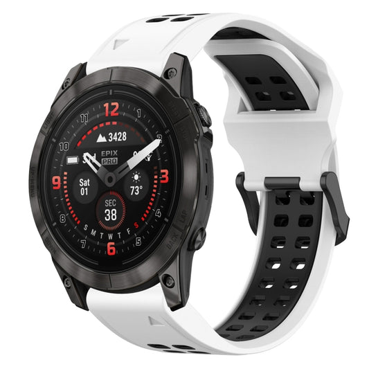 For Garmin Epix Pro 42mm Two Color Reverse Buckle 20mm Silicone Watch Band(White+Black) - Watch Bands by buy2fix | Online Shopping UK | buy2fix