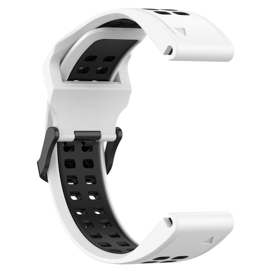 For Garmin Epix Pro 42mm Two Color Reverse Buckle 20mm Silicone Watch Band(White+Black) - Watch Bands by buy2fix | Online Shopping UK | buy2fix