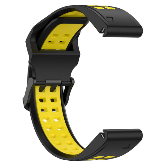For Garmin Epix Pro 42mm Two Color Reverse Buckle 20mm Silicone Watch Band(Black+Yellow) - Watch Bands by buy2fix | Online Shopping UK | buy2fix