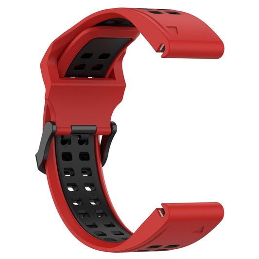 For Garmin Epix Pro 42mm Two Color Reverse Buckle 20mm Silicone Watch Band(Red+Black) - Watch Bands by buy2fix | Online Shopping UK | buy2fix