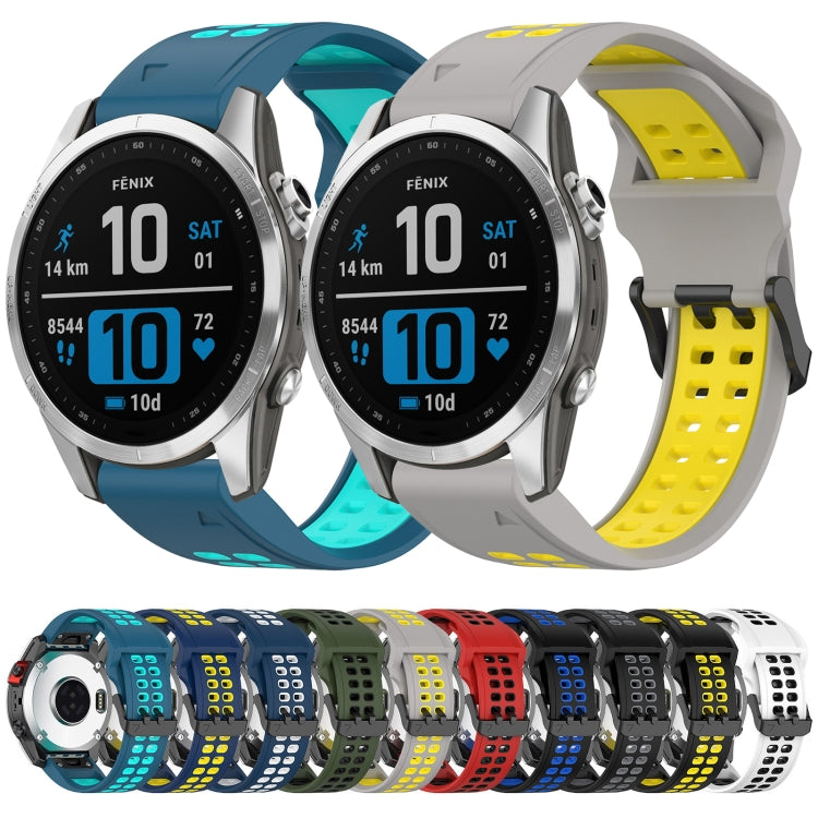 For Garmin Epix Pro 42mm Two Color Reverse Buckle 20mm Silicone Watch Band(White+Black) - Watch Bands by buy2fix | Online Shopping UK | buy2fix