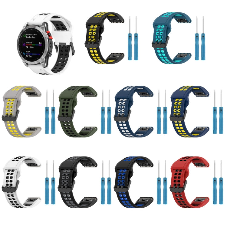 For Garmin Epix Pro 42mm Two Color Reverse Buckle 20mm Silicone Watch Band(White+Black) - Watch Bands by buy2fix | Online Shopping UK | buy2fix