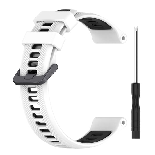 For Garmin Approach S70 47mm Sports Two-Color Silicone Watch Band(White+Black) - Watch Bands by buy2fix | Online Shopping UK | buy2fix