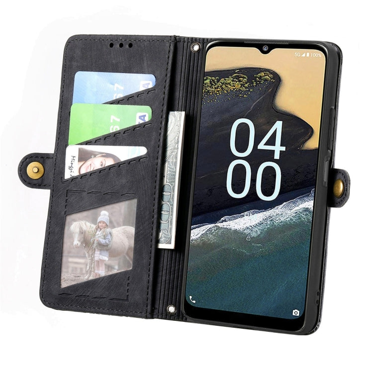 For Nokia G400 Geometric Zipper Wallet Side Buckle Leather Phone Case(Black) by buy2fix