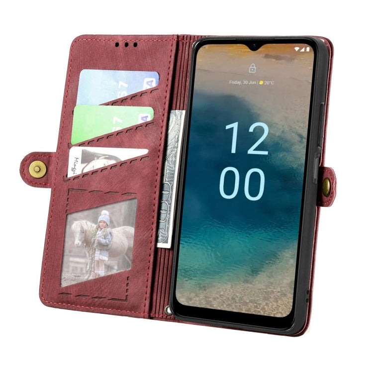 For Nokia G22 Geometric Zipper Wallet Side Buckle Leather Phone Case(Red) by buy2fix