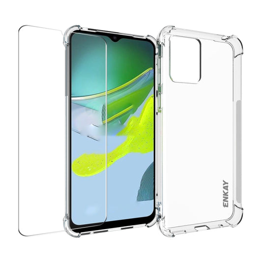For Motorola Moto E13 4G ENKAY Transparent TPU Shockproof Phone Case with Glass Film - Motorola Cases by ENKAY | Online Shopping UK | buy2fix