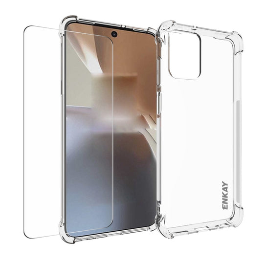 For Motorola Moto G Power 2023 ENKAY Transparent TPU Shockproof Phone Case with Glass Film