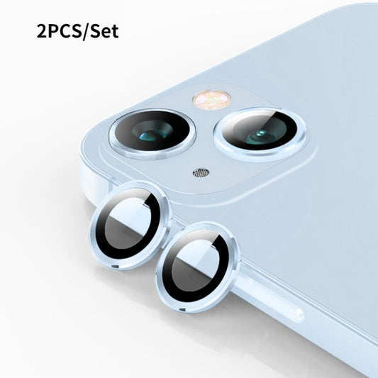 For iPhone 15 / 15 Plus ENKAY 9H Rear Lens Aluminium Alloy Tempered Glass Film(Blue) - iPhone 15 Plus Tempered Glass by ENKAY | Online Shopping UK | buy2fix