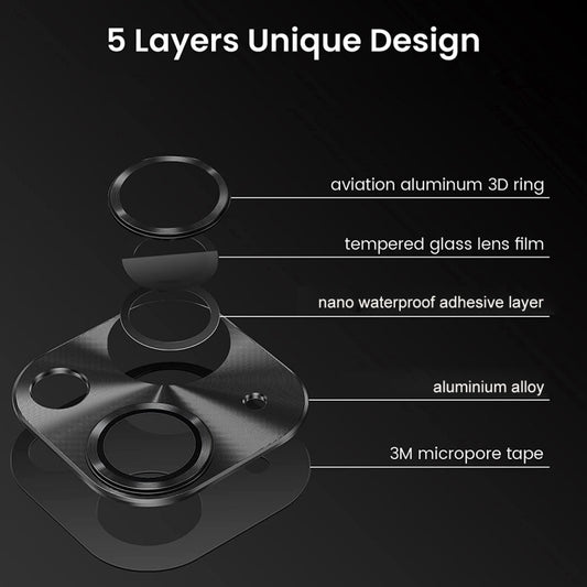 For iPhone 15 / 15 Plus ENKAY Aluminium Alloy Tempered Glass Lens Cover Film(Black) - iPhone 15 Plus Tempered Glass by ENKAY | Online Shopping UK | buy2fix