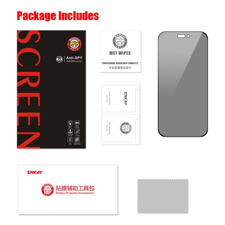 For iPhone 15 Pro ENKAY Hat-Prince 28 Degree Anti-peeping Tempered Glass Full Screen Film - iPhone 15 Pro Tempered Glass by ENKAY | Online Shopping UK | buy2fix