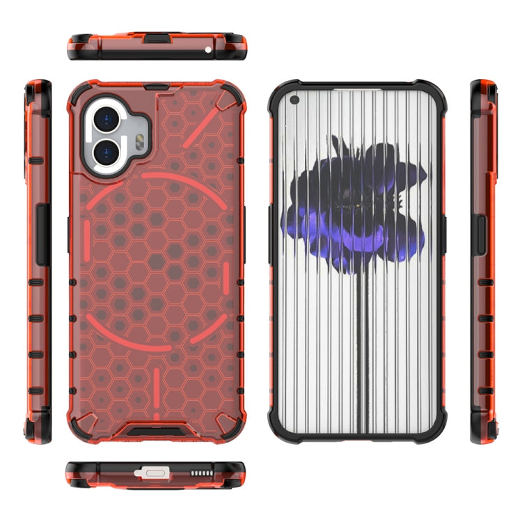 For Nothing Phone 2 Shockproof Honeycomb Phone Case(Red) - Nothing Cases by buy2fix | Online Shopping UK | buy2fix