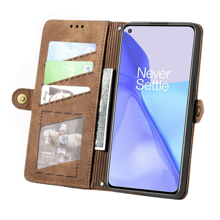 For OnePlus Nord CE3 Lite Geometric Zipper Wallet Side Buckle Leather Phone Case(Brown) by buy2fix