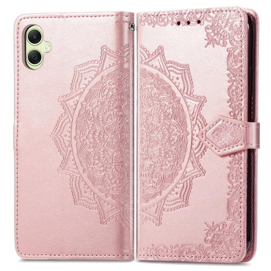 For Samsung Galaxy A05 Mandala Flower Embossed Leather Phone Case(Rose Gold) - Galaxy Phone Cases by buy2fix | Online Shopping UK | buy2fix