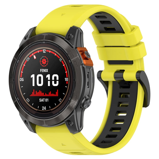 For Garmin Fenix 7 Pro 47mm Sports Two-Color 22mm Silicone Watch Band(Yellow+Black) - Watch Bands by buy2fix | Online Shopping UK | buy2fix
