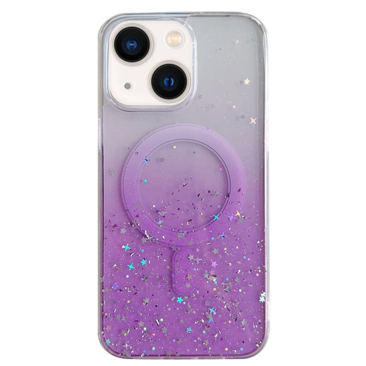 For iPhone 14 Glitter MagSafe Hybrid Clear TPU Phone Case(Purple) - iPhone 14 Cases by buy2fix | Online Shopping UK | buy2fix