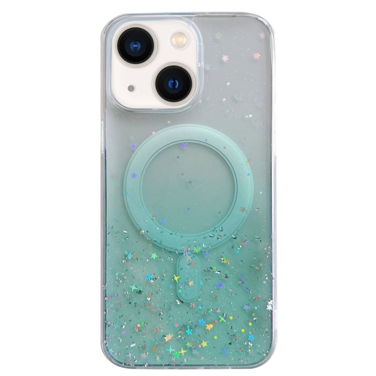 For iPhone 14 Glitter MagSafe Hybrid Clear TPU Phone Case(Green) by buy2fix