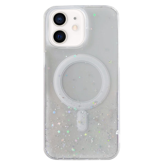 For iPhone 12 Glitter MagSafe Hybrid Clear TPU Phone Case(White) - iPhone 12 / 12 Pro Cases by buy2fix | Online Shopping UK | buy2fix