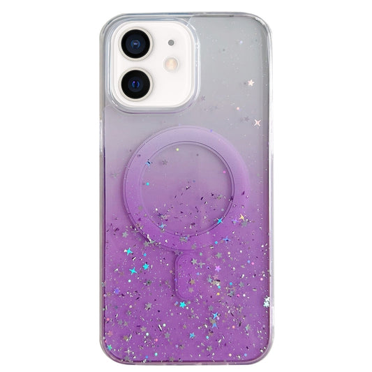 For iPhone 12 Glitter MagSafe Hybrid Clear TPU Phone Case(Purple) - iPhone 12 / 12 Pro Cases by buy2fix | Online Shopping UK | buy2fix