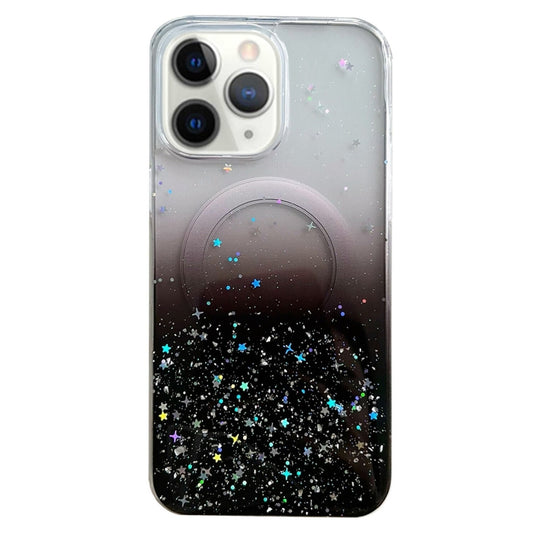 For iPhone 11 Pro Glitter MagSafe Hybrid Clear TPU Phone Case(Black) - iPhone 11 Pro Cases by buy2fix | Online Shopping UK | buy2fix