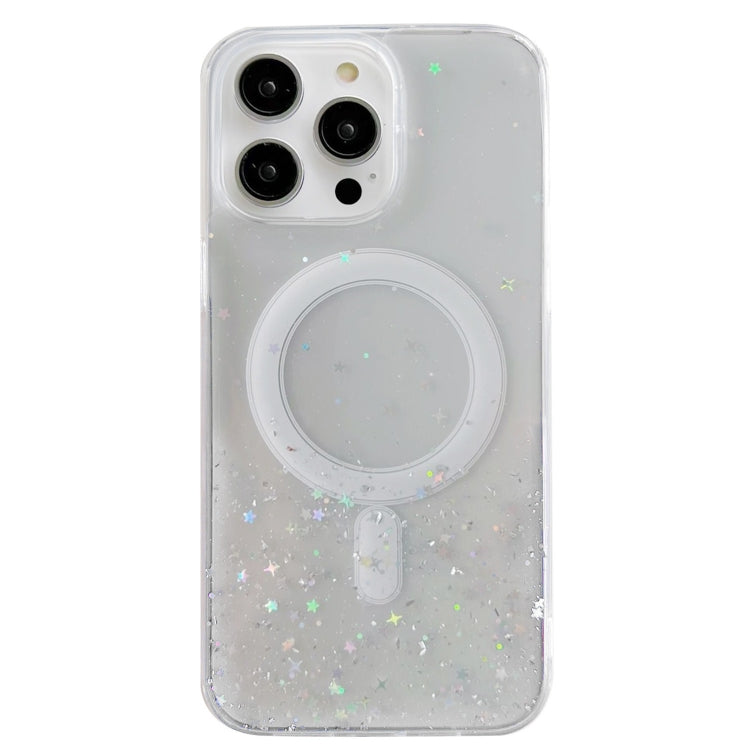 For iPhone 15 Pro Max Glitter MagSafe Hybrid Clear TPU Phone Case(White) - iPhone 15 Pro Max Cases by buy2fix | Online Shopping UK | buy2fix