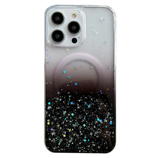 For iPhone 15 Pro Max Glitter MagSafe Hybrid Clear TPU Phone Case(Black) - iPhone 15 Pro Max Cases by buy2fix | Online Shopping UK | buy2fix