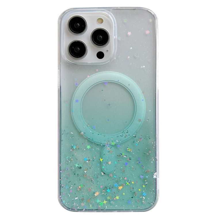 For iPhone 15 Pro Max Glitter MagSafe Hybrid Clear TPU Phone Case(Green) - iPhone 15 Pro Max Cases by buy2fix | Online Shopping UK | buy2fix