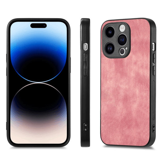 For iPhone 15 Pro ENKAY Retro Leather Skin PC Phone Case with High Aluminum-silicon Glass Film(Pink) - iPhone 15 Pro Cases by ENKAY | Online Shopping UK | buy2fix