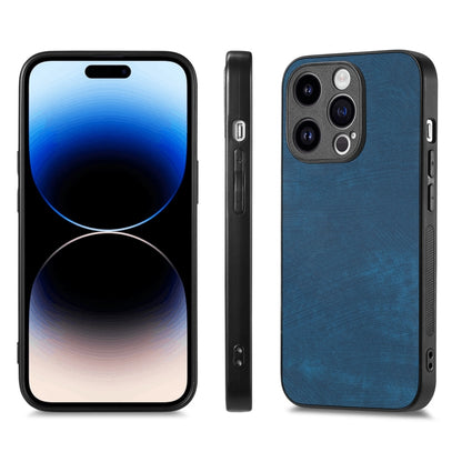 For iPhone 15 Pro ENKAY Retro Leather Skin PC Phone Case with High Aluminum-silicon Glass Film(Blue) - iPhone 15 Pro Cases by ENKAY | Online Shopping UK | buy2fix