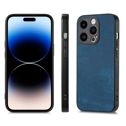 For iPhone 15 Pro ENKAY Retro Leather Skin PC Phone Case with High Aluminum-silicon Glass Film(Blue) - iPhone 15 Pro Cases by ENKAY | Online Shopping UK | buy2fix