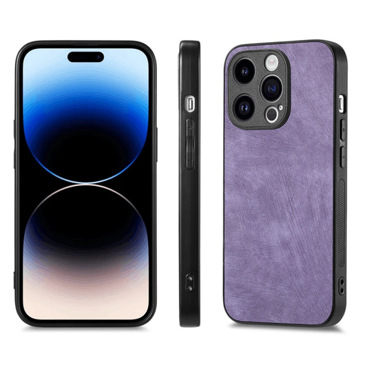 For iPhone 15 Pro ENKAY Retro Leather Skin PC Phone Case with High Aluminum-silicon Glass Film(Purple) - iPhone 15 Pro Cases by ENKAY | Online Shopping UK | buy2fix