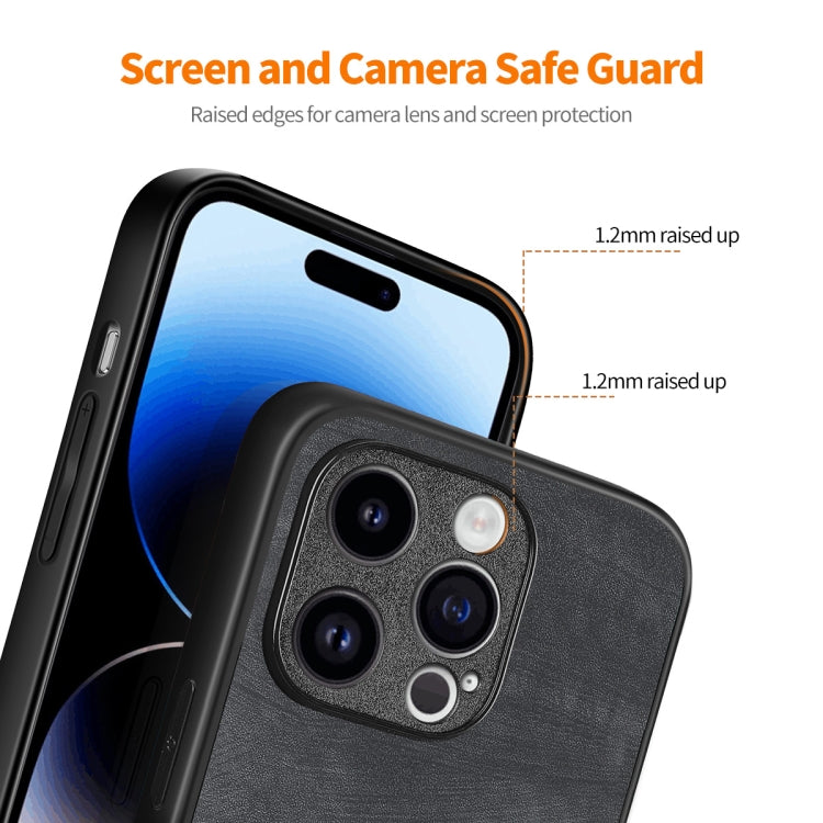 For iPhone 15 Pro ENKAY Retro Leather Skin PC Phone Case with High Aluminum-silicon Glass Film(Black) - iPhone 15 Pro Cases by ENKAY | Online Shopping UK | buy2fix